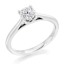 Load image into Gallery viewer, 18K White Gold 0.50 Carat Round Brilliant Cut Diamond Solitaire Ring Pobjoy Diamonds