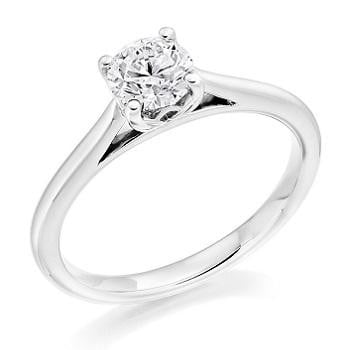 950 Platinum 0.50 Carat Round Brilliant Cut Solitaire Diamond Ring-Arundel H/Si - Pobjoy Diamonds