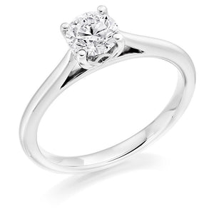 18K White Gold 0.50 Carat Round Brilliant Cut Diamond Solitaire Ring Pobjoy Diamonds