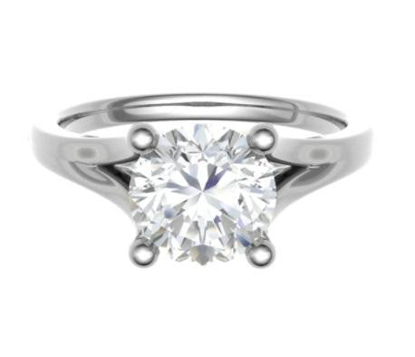 950 Platinum Split Shoulder 1.00 Carat Round Brilliant Cut Solitaire Diamond Ring - G/VS1 - Pobjoy Diamonds