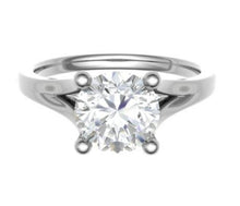 Load image into Gallery viewer, 950 Platinum Split Shoulder 1.00 Carat Round Brilliant Cut Solitaire Diamond Ring - G/VS1 - Pobjoy Diamonds