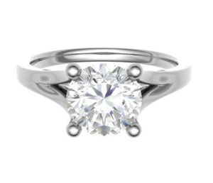 950 Platinum Split Shoulder 1.00 Carat Round Brilliant Cut Solitaire Diamond Ring - G/VS1 - Pobjoy Diamonds