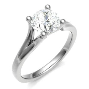 950 Platinum Split Shoulder 1.00 Carat Round Brilliant Cut Solitaire Diamond Ring - G/VS1 - Pobjoy Diamonds