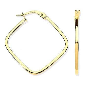 9K Yellow Gold Square Hinged 'Hoop' Earrings by Pobjoy
