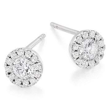 18K Gold Pave Set Round Diamond Stud Earrings 0.50 Carat-Pobjoy Diamonds