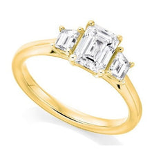 Load image into Gallery viewer, Platinum 1.80 Carat Emerald Cut Lab Diamond Trilogy Ring - E/VS1 - Pobjoy Diamonds