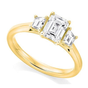 Platinum 1.80 Carat Emerald Cut Lab Diamond Trilogy Ring - E/VS1 - Pobjoy Diamonds