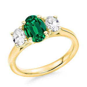 Emerald & Lab Diamond Ring 1.60 Carat