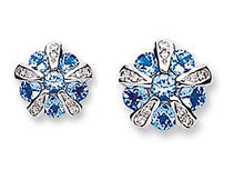 Load image into Gallery viewer, 9K White Gold Tanzanite &amp; Diamond Earrings 1.30 Carats