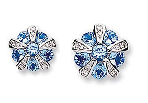 9K White Gold Tanzanite & Diamond Earrings 1.30 Carats