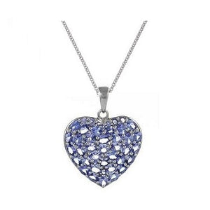 Sterling Silver & Tanzanite Heart Pendant & Chain - Pobjoy Diamonds