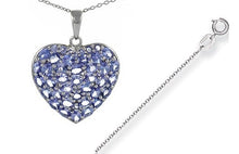 Load image into Gallery viewer, Sterling SIlver &amp; Tanzanite Heart Pendant &amp; Chain Pobjoy Diamonds