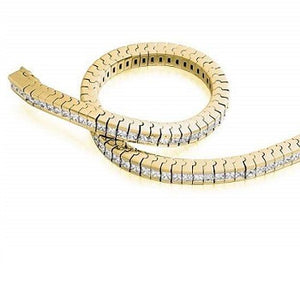 18K Yellow Gold Princess Cut Diamond Tennis Bracelet 4.5 CTW G/Si - Pobjoy Diamonds