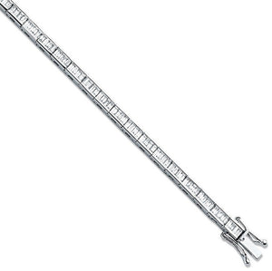 18K White Gold Baguette Cut Diamond Tennis Bracelet 3.00 Carat G-H/Si - Pobjoy Diamonds