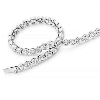 18K White Gold  Round Brilliant Cut Diamond Tennis Bracelet 4.0 CTW - Pobjoy Diamonds