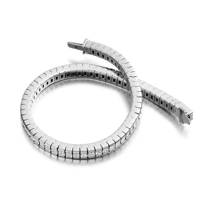 18K White Gold 6.5 CTW Princess Cut Diamond Tennis Bracelet - Pobjoy Diamonds