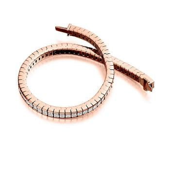 18K Rose Gold 6.5 CTW Princess Cut Diamond Tennis Bracelet - Pobjoy Diamonds