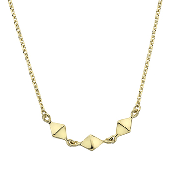 9K Yellow Gold Ladies Triple Cube Pendant Necklace-Pobjoy