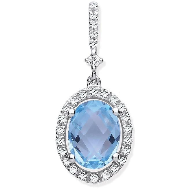 9K White Gold, Topaz & Diamond Pendant 