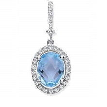 Load image into Gallery viewer, 9K White Gold, Topaz &amp; Diamond Pendant - Pobjoy Diamonds