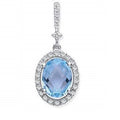 9K White Gold, Topaz & Diamond Pendant - Pobjoy Diamonds