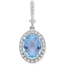 Load image into Gallery viewer, 9K White Gold, Topaz &amp; Diamond Pendant 