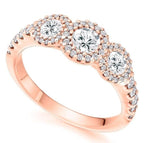 18K Rose Gold 1.10 CTW Diamond Trilogy Ring F-G/VS