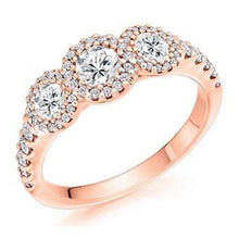 Load image into Gallery viewer, 18K Rose Gold 1.10 CTW Diamond Trilogy Ring F-G/VS
