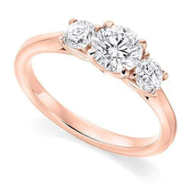 Load image into Gallery viewer, 18K Rose Gold 1.70 Carat Diamond Trilogy Ring F/VS2 - Pobjoy Diamonds