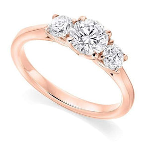 18K Rose Gold 1.70 Carat Diamond Trilogy Ring F/VS2 - Pobjoy Diamonds