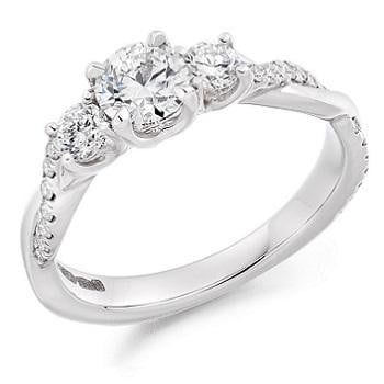 950 Platinum 0.98 Carat Diamond Trilogy Ring G/Si