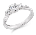 950 Platinum 0.98 CTW Diamond Trilogy Ring G-H/Si