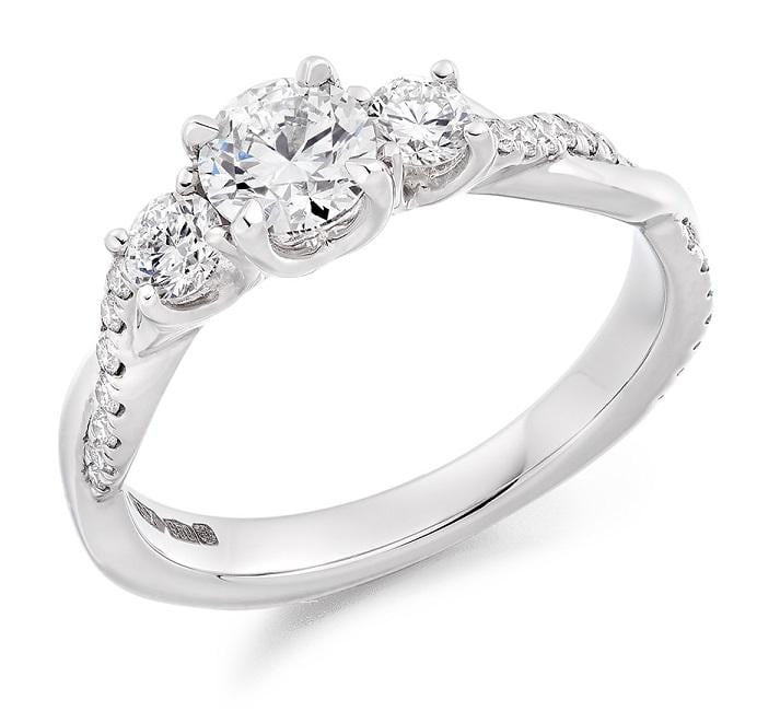 950 Platinum 0.98 CTW Diamond Trilogy Ring G-H/Si