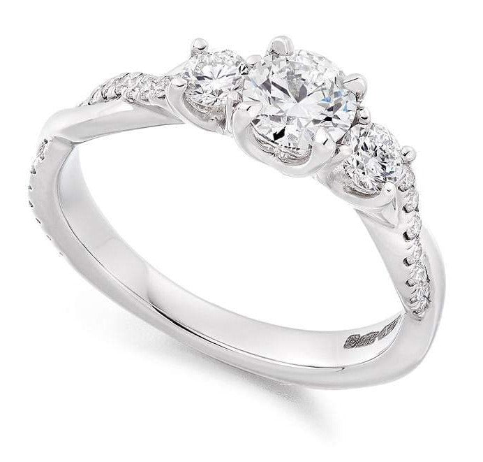 950 Platinum 0.98 Carat Diamond Trilogy Ring G/Si