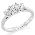 18K White Gold 1.80 CTW Cushion Cut Diamond Trilogy Ring F/VS2 - Pobjoy Diamonds