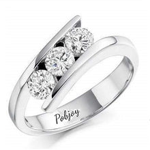 Load image into Gallery viewer, 950 Platinum Tension Set Diamond Trilogy Ring - 0.75 CTW - Pobjoy Diamonds