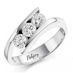 950 Platinum Tension Set Diamond Trilogy Ring - 0.75 CTW - Pobjoy Diamonds