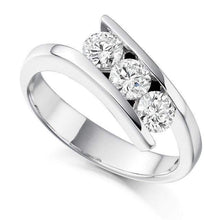 Load image into Gallery viewer, 950 Platinum Tension Set Diamond Trilogy Ring - 0.75 CTW - Pobjoy Diamonds
