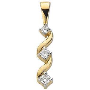 9K Yellow Gold Trilogy Diamond Pendant - Pobjoy Diamonds