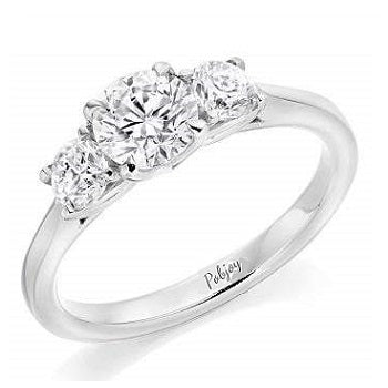 950 Platinum 1.50 Carat Diamond Trilogy Ring F/VS2 - Pobjoy Diamonds
