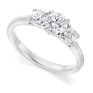 18K White Gold 1.70 Carat Diamond Trilogy Ring F/VS2 - Pobjoy Diamonds