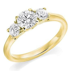 18K Yellow Gold 1.70 Carat Diamond Trilogy Ring F/VS2 - Pobjoy Diamonds