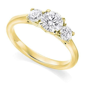 18K Yellow Gold 1.70 Carat Diamond Trilogy Ring F/VS2 - Pobjoy Diamonds