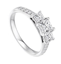 Load image into Gallery viewer, 18K White Gold 1.10 CTW Princess Cut Diamond Trilogy Ring G/Si - Pobjoy Diamonds