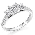 950 Platinum 1.20 CTW Princess Cut Diamond Trilogy Ring - F/VS1 - Pobjoy Diamonds