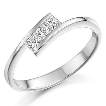 18K White Gold Princess Cut Diamond Trilogy Ring 0.26 CTW - Pobjoy Diamonds