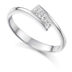 18K White Gold Princess Cut Diamond Trilogy Ring 0.26 CTW - Pobjoy Diamonds