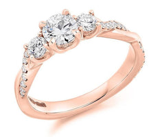 Load image into Gallery viewer, 18K Rose Gold 0.98 CTW Diamond Trilogy Ring G-H/Si