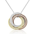 18K White, Yellow & Rose Gold Diamond Circle Pendant 0.50 CTW - Pobjoy Diamonds