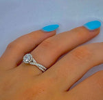 18K White Gold 1.30 CTW Diamond Halo & Shoulder Ring - Pobjoy Diamonds